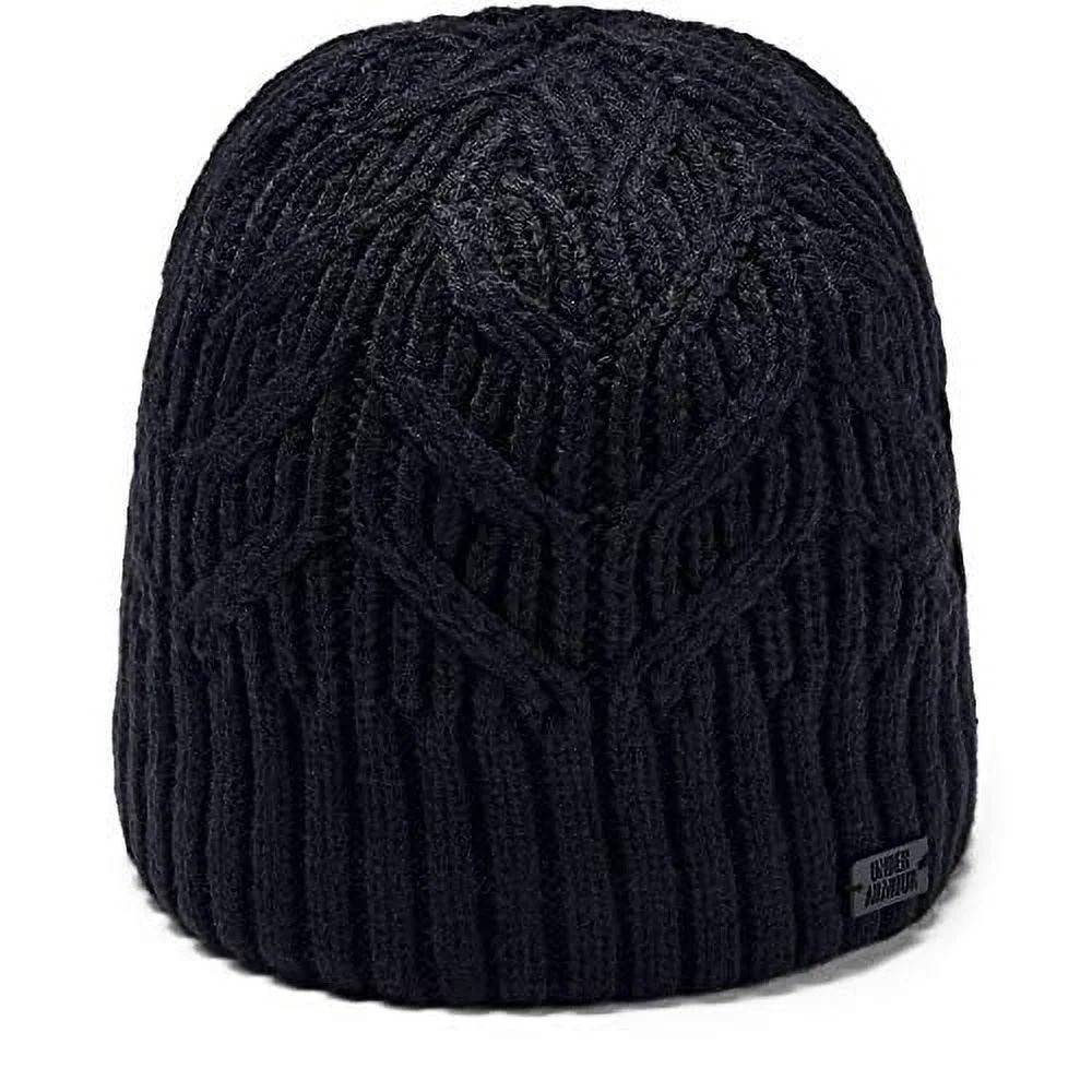 Under Armour Womens‎ Black Cable Knit Beanie Hat Coldgear